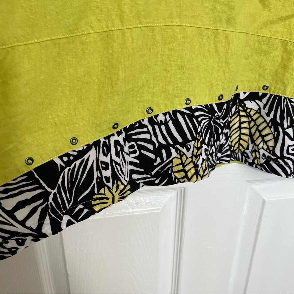 MULTIPLES Lime Green Linen Blend 3/4 Sleeve Women's Top | size Petite Large - Picture 5 of 10